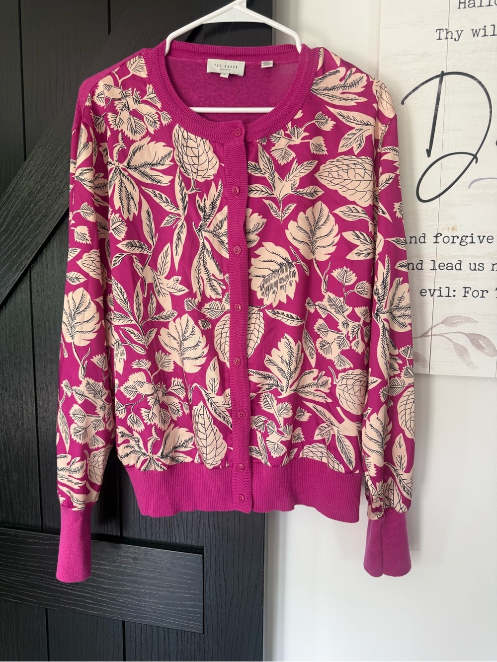 Ted Baker Magenta Floral Button-Front Cardigan